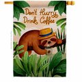 Patio Trasero Sloth Drink Coffee Animals Wildlife 28 x 40 in. Double-Sided Vertical House Flags PA3912922